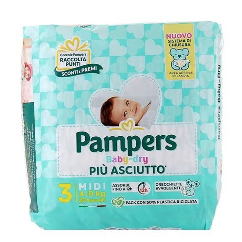 PANNOLINI BABY DRY 3 MIDI PAMPERS 20 Pezzi In Dettaglio Gros Spesa Online