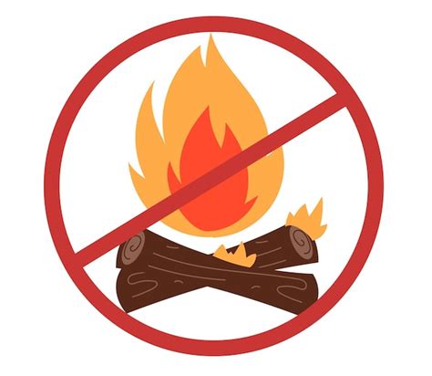 Premium Vector No Fire Bonfire Campfire In Wood Forest Prohibition