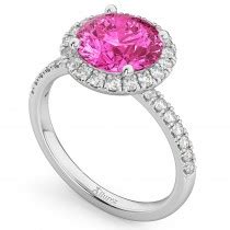 Halo Pink Tourmaline Diamond Engagement Ring K White Gold Ct