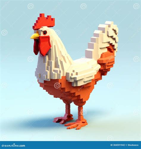 Pixel Chicken A Cute Minecraft Inspired Voxel Art Character Royalty