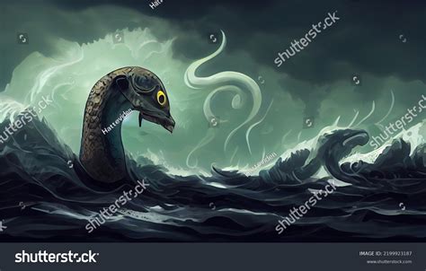 Mystical Oneeyed Sea Serpent Norse Mythology Stock Illustration ...