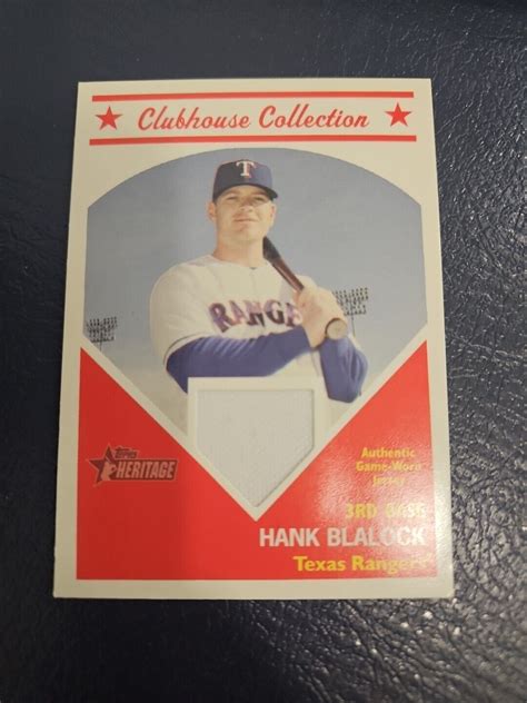 2008 Topps Heritage Hank Blalock Game Wirn Jersey Clubhouse Collection