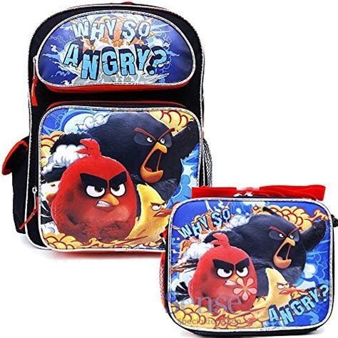 Angry Birds Movie Large School Backpack 16in Bag Lunch Bag 2pc Set Why