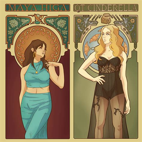 ArtStation - QT Cinderella and Maya Higa Fanart in art nouveau style