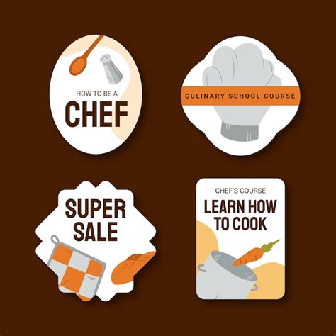 Free Vector Hand Drawn Chef Career Labels Template