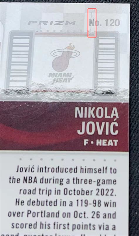 2022 23 Panini Contenders Optic Nikola Jovic RC 球票 热火 新秀 尼古拉 约维奇 49编 折射