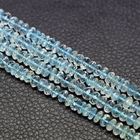 Natural Blue Aquamarine Faceted Rondelle Beads 5 5mm 13inches Etsy