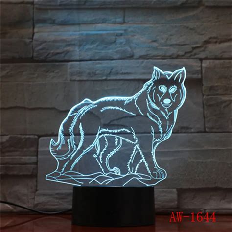 L Mpara Led De Mesa Con Dise O De Lobo Para Dormitorio Luces De