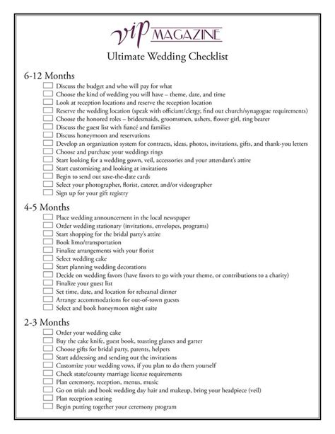 Wedding Planning Checklist Printable