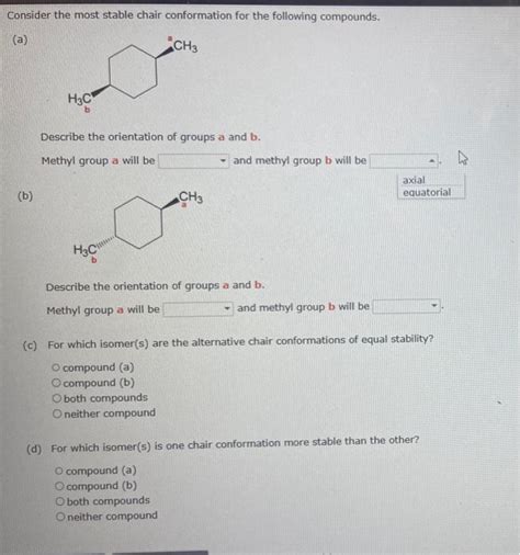 Solved Consider The Most Stable Chair Conformation For The Chegg