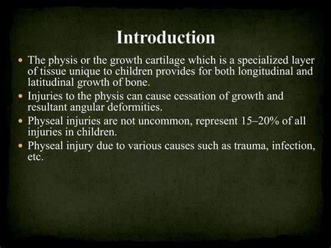 Growth Plate Physeal Fracture Ppt