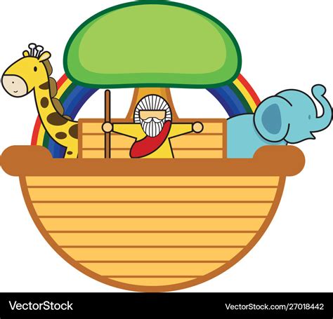 Noahs Ark With Rainbow Cute Royalty Free Vector Image