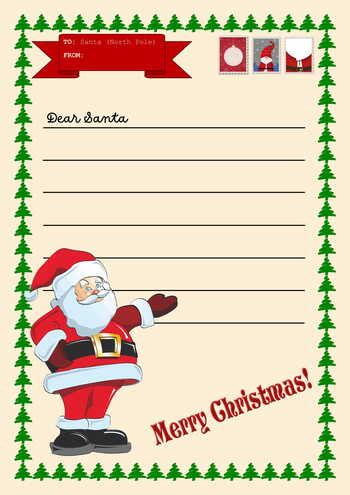 CARTA a PAPÁ NOEL Para imprimir Gratis en Word y PDF