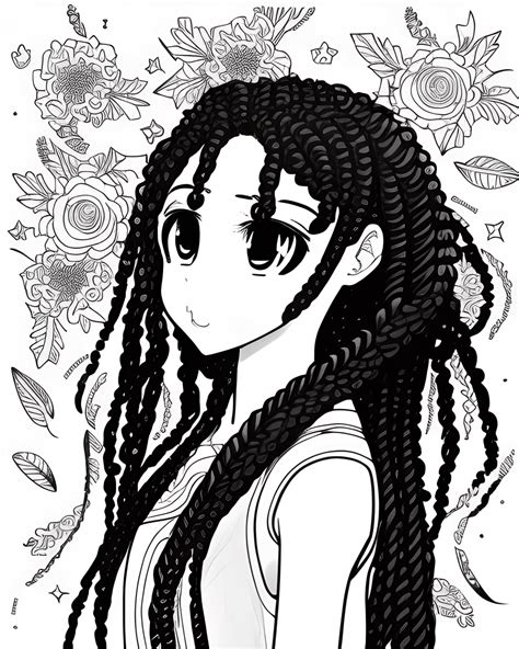 Anime Girl Coloring Page · Creative Fabrica