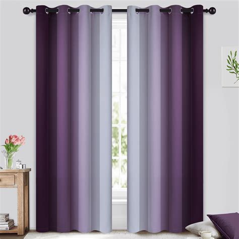 Yakamok Purple Curtain For Bedroom Living Room Blackout Ombre Curtains