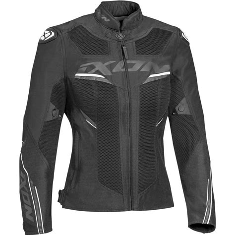 Veste de moto en tissu d été perforé Ixon Draco Lady Noir Blanc Vente