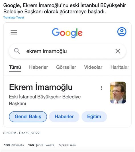 Google Da Ekrem Mamo Lu Nun Eski Belediye Ba Kan Olarak G R Ld