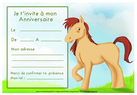 T Rcsa N Vleges K D Carte Invitation Anniversaire Cheval A Imprimer