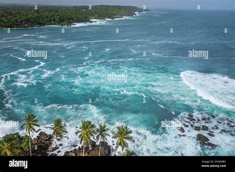 Agitated Sea With Heavy Surf And Waves On The Coast Of Sri Lanka Stock