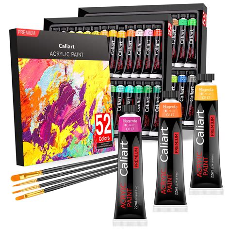 Mua Caliart Acrylic Paint Set With 4 Brushes 52 Vivid Colors 22 Ml 0