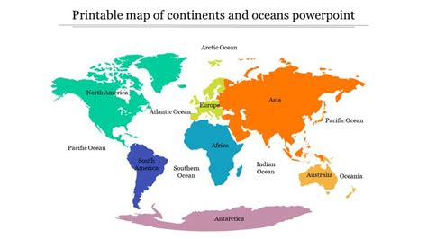 Printable Map of Continents and Oceans PPT and Google Slides | Map of ...