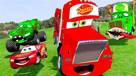 Lightning Mcqueen And Mack Hauler Vs Angry Chick Hicks Zombies Come