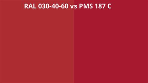 Ral 030 40 60 Vs Pms 187 C Ral Colour Chart Uk