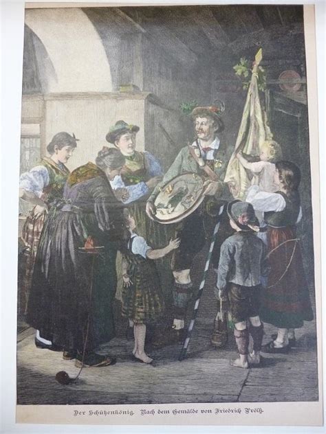 Orig kolorierter Holzstich Schießsport Der Schützenkönig 1850