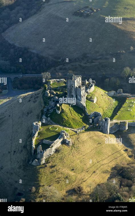 An aerial view of Corfe Castle, Dorset Stock Photo - Alamy