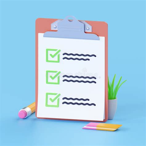 Checklist Render 3d Paper Clipboard Task Check List Icon And Office