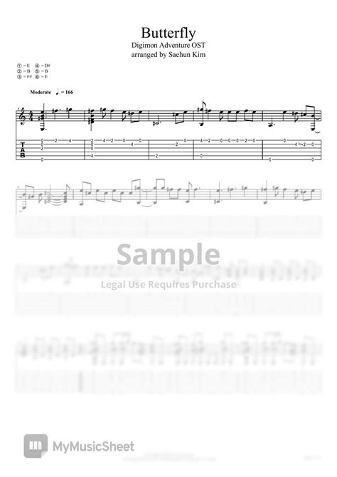 (Digimon adventure) Butterfly - fingerstyle guitar | Saehun Kim Sheets