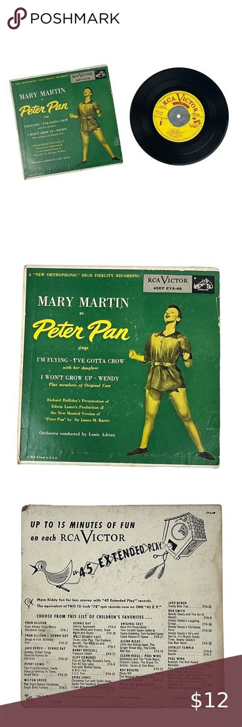 RCA Victor Vintage Mary Martin As Peter Pan 45 E P With Sleeve Mary