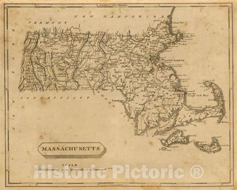 Historic Map World Atlas Map Massachusetts 1812 Vintage Wall Art Historic Pictoric