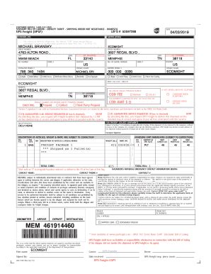 Fillable Online Straight Bill Of Lading Density Tariff Shipping