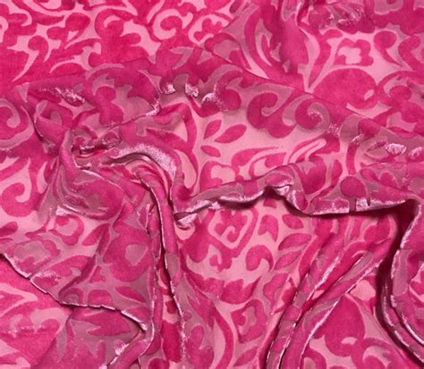 Bubblegum Pink Scroll Hand Dyed Burnout Silk Velvet Prism Fabrics