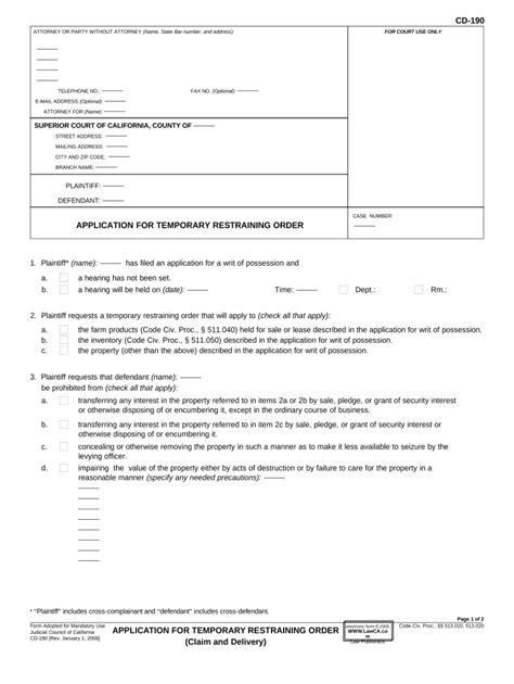 Declaration Restraining Order Sample Doc Template Pdffiller