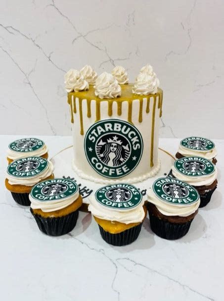 Starbucks themed cake & cupcakes - Rashmi's Bakery