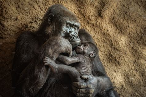 Gorilla and its baby | High-Quality Animal Stock Photos ~ Creative Market