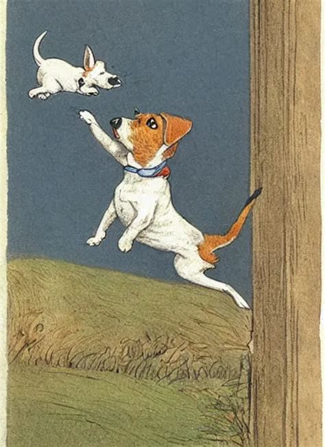 Jack Russel Terrier Jumping Over And Over Illustrated Stable