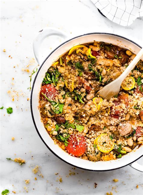 Quick Sausage Cassoulet With Gluten Free English Muffin Breadcrumbs