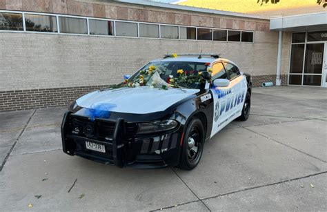 Squad car parked at Dallas Police Northwest Patrol memorial