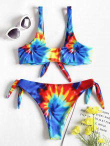 Off High Cut Tie Dye Knot Bikini In Multi Zaful