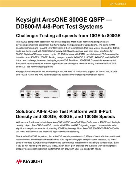 Keysight Aresone Ge Qsfp Dd M Port Test Systems Pdf Asset