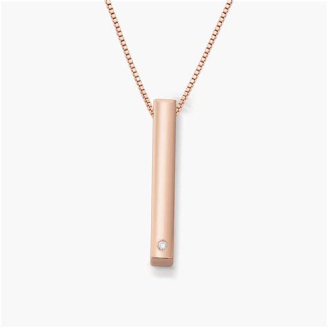 Pillar Bar Necklace With Diamond Rose Gold Plated Oak And Luna