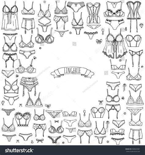 Hand Drawn Doodle Lingerie Icon Set Stock Vector Royalty Free