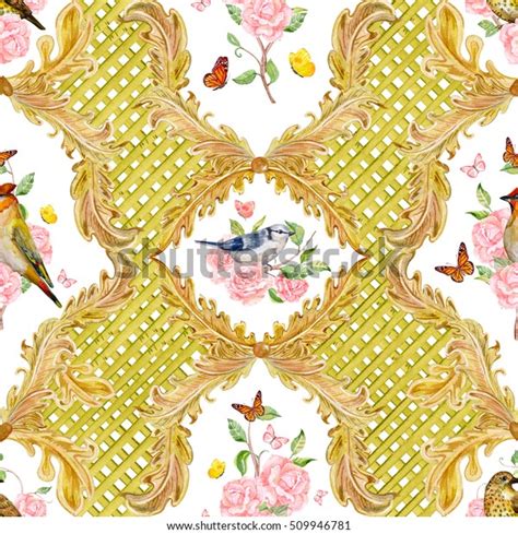 Gold Seamless Texture Gold Floral Scroll Stock Illustration 509946781 ...