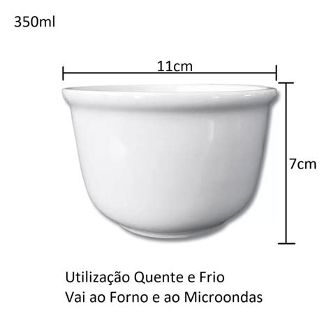 Tigela Cumbuca De Porcelana Açaí Caldos 12 Pçs 350ML Casa e Bar