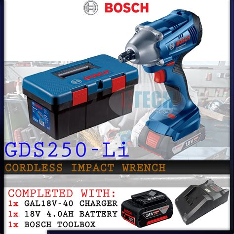 Bosch Gds250 Li Professional Cordless Impact Wrench C W Tool Box 1x