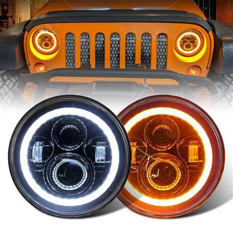 Buy Inch Black Led Daymaker Headlight With White Halo Amber Turn