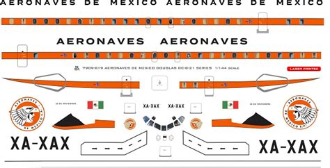 8aDecs Decals Catalogue AERONAVES DE MEXICO DC 8 EARLY SERIES DECALSET